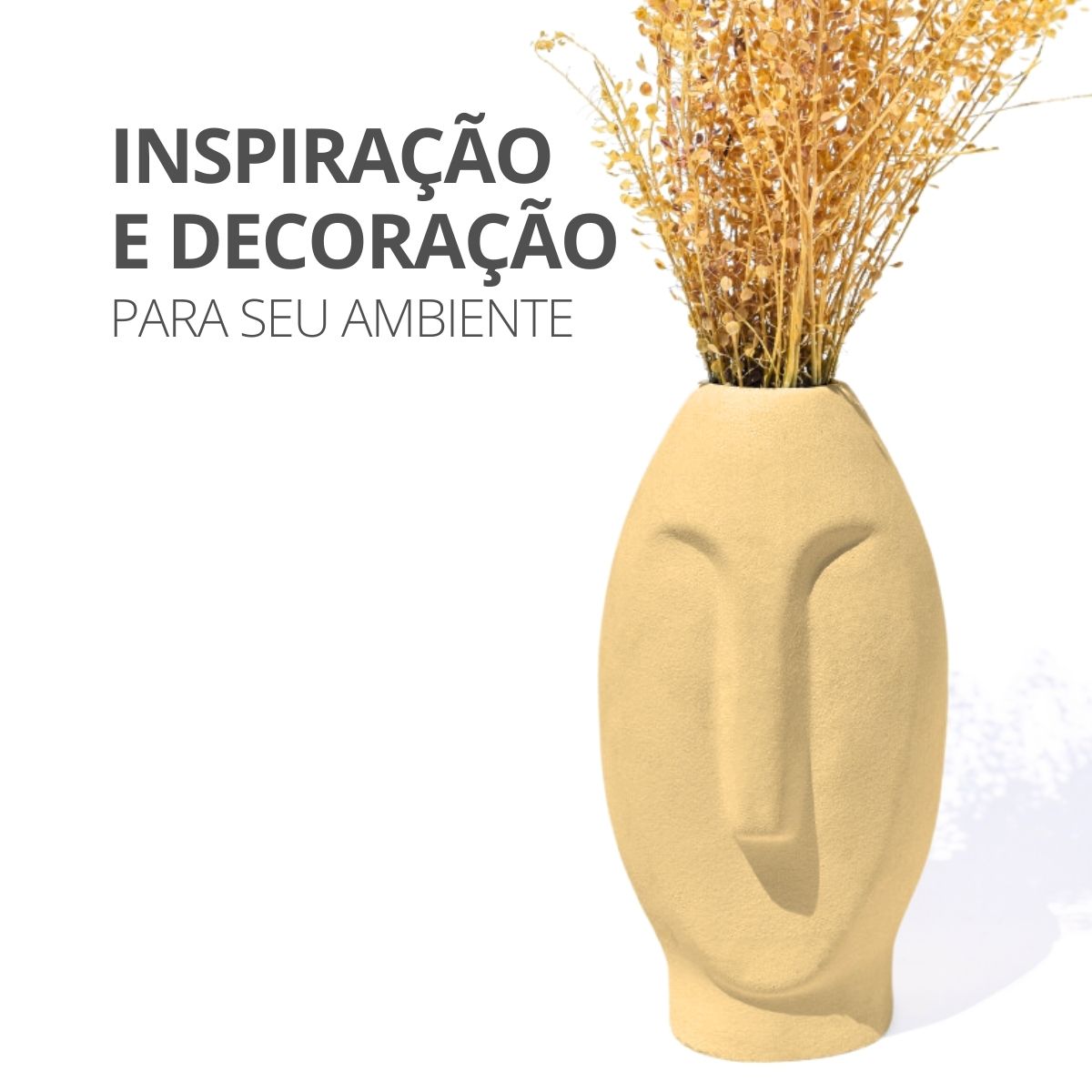 Vaso Decorativo Solitário Moai 18cm Artesanal Em Cimento