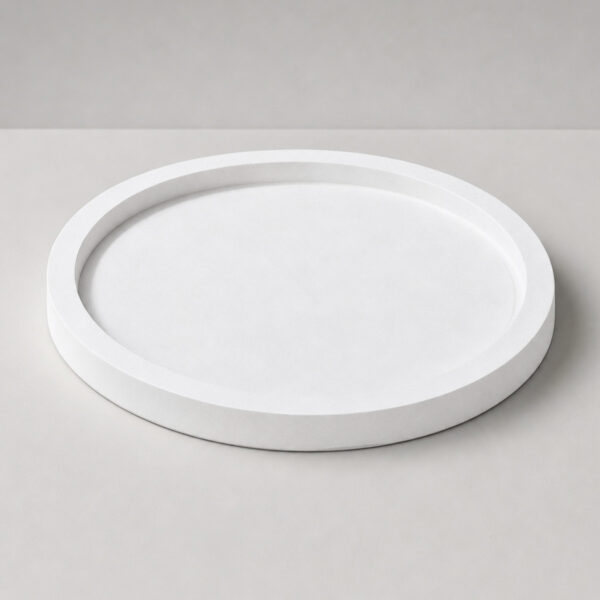 Bandeja Decorativa Redonda 24cm em Cimento Artesanal, vista em perspectiva