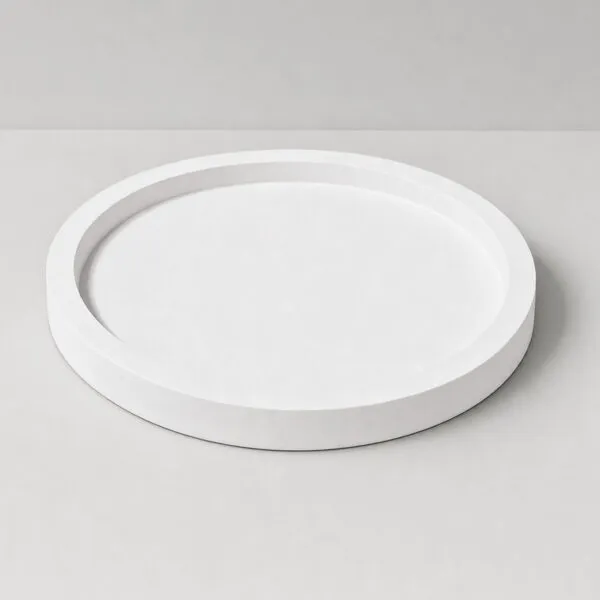 Bandeja Decorativa Redonda 29cm em Cimento Artesanal, vista em perspectiva