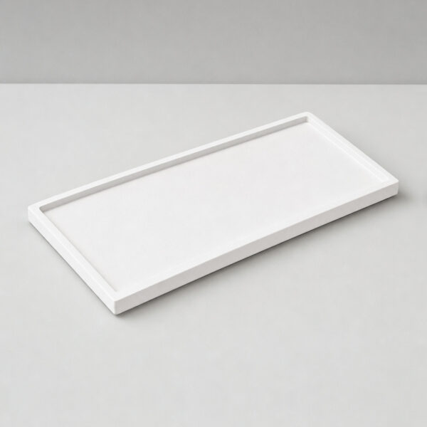 Bandeja Decorativa Retangular 17,5cm em Cimento Artesanal, vista em perspectiva