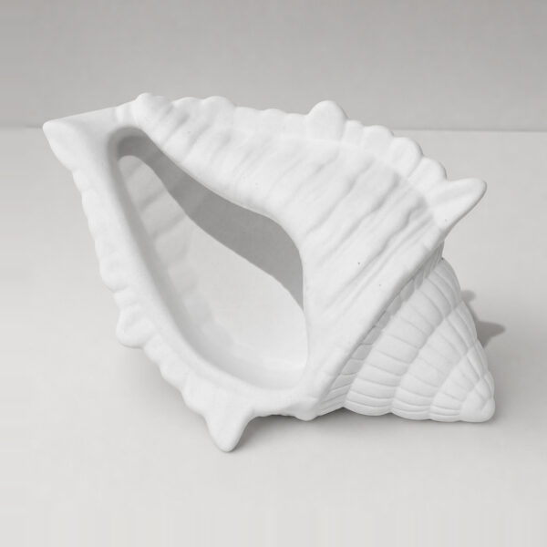 Porta Objetos Concha Oceano Grande Artesanal 17x11,5cm Em Cimento Branco