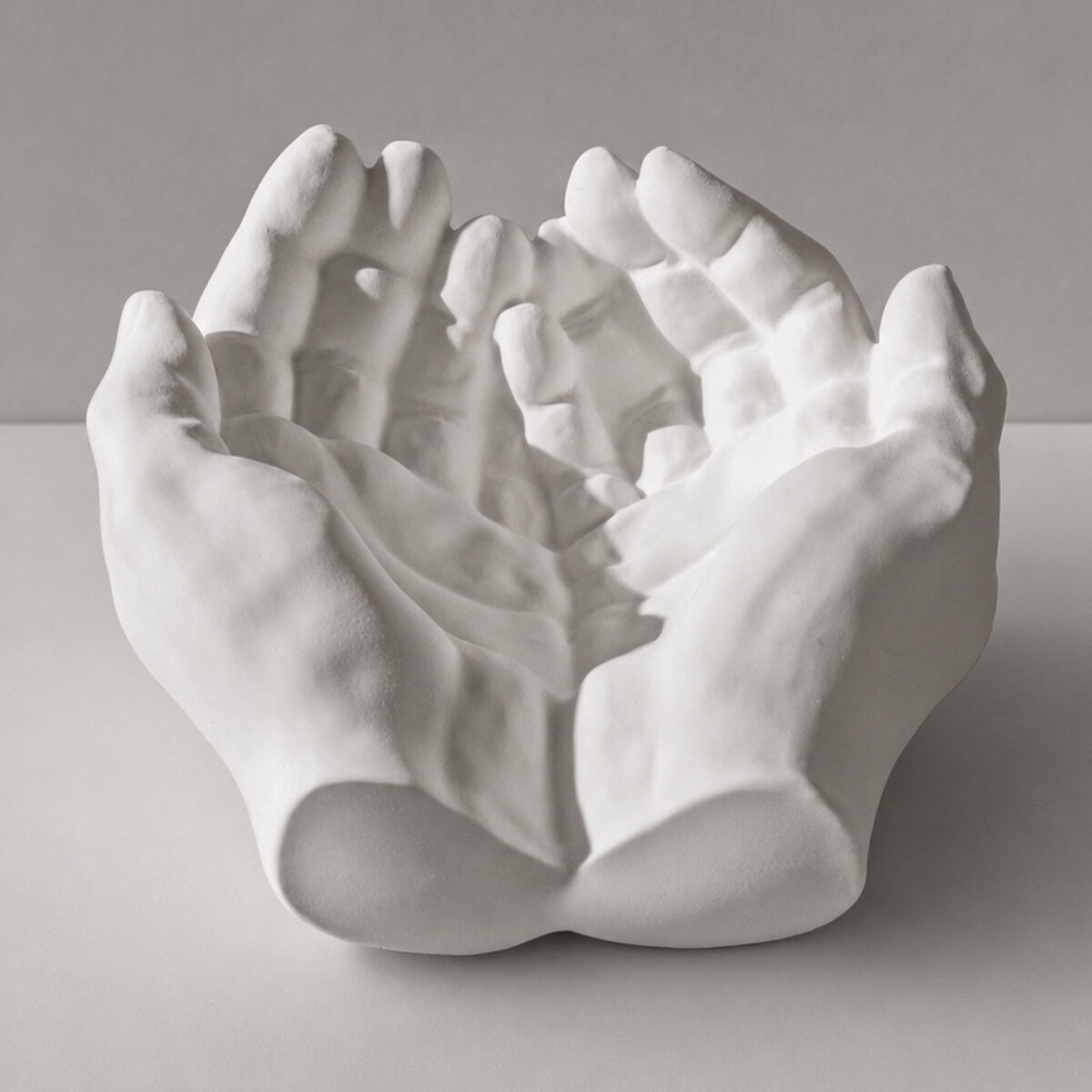 Porta Objetos Decorativo Mãos 15,5cm em Cimento Artesanal