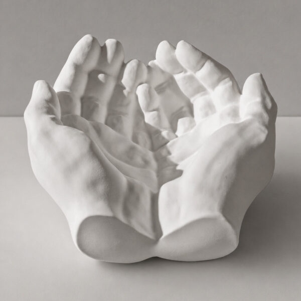 Porta Objetos Decorativo Mãos 15,5cm em Cimento Artesanal