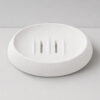 Saboneteira Porta Sabonete Banheiro Oval  Luxo 12,5cm em Cimento, vista em perspectiva