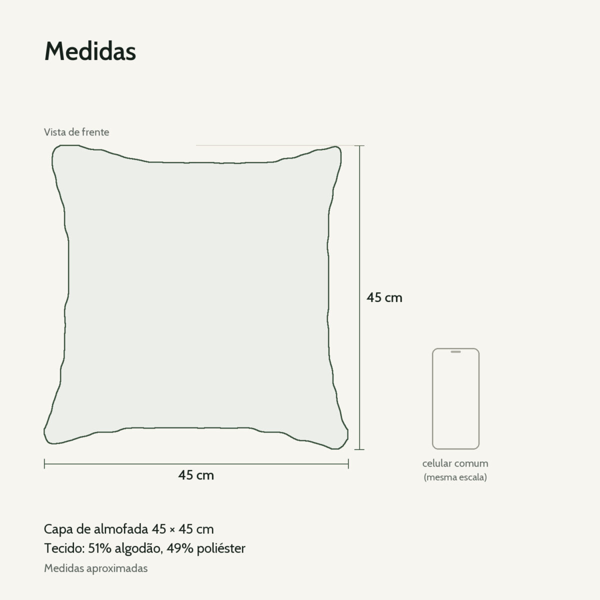 Medidas: Capa de Almofada 45x45cm Contrastes Aleta Decor Minimalista