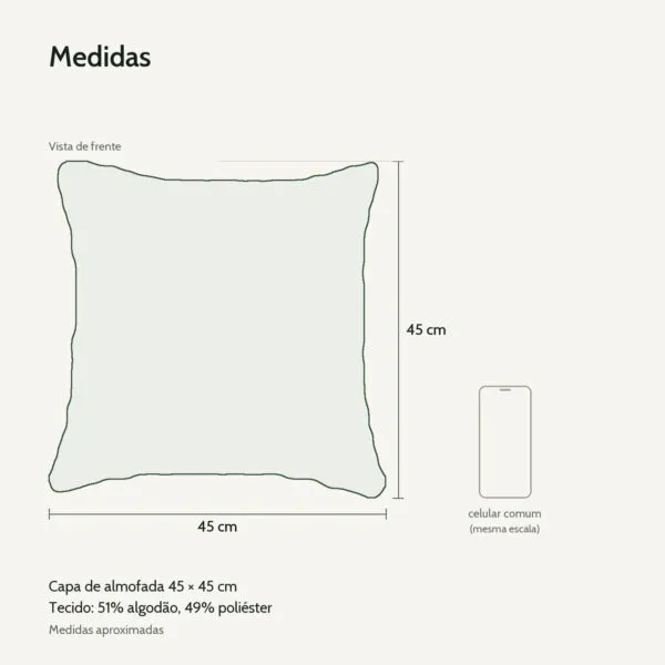 Medidas: Capa de Almofada 45x45cm Contrastes Aleta Decor Minimalista