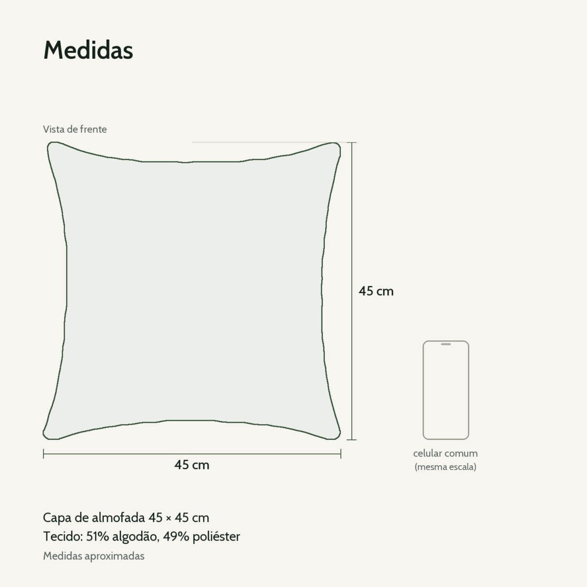 Medidas: Capa de Almofada 45x45cm Deserto Aleta Decor Minimalista