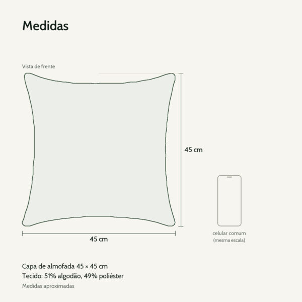 Medidas: Capa de Almofada 45x45cm Deserto Aleta Decor Minimalista