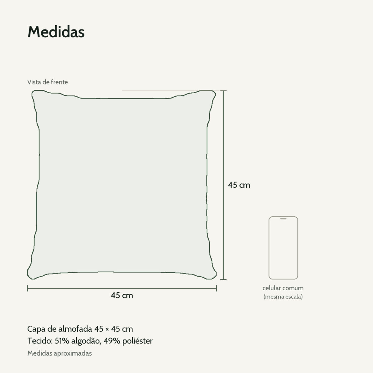 Medidas: Capa de Almofada 45x45cm Oceano Azul Aleta Decor Minimalista