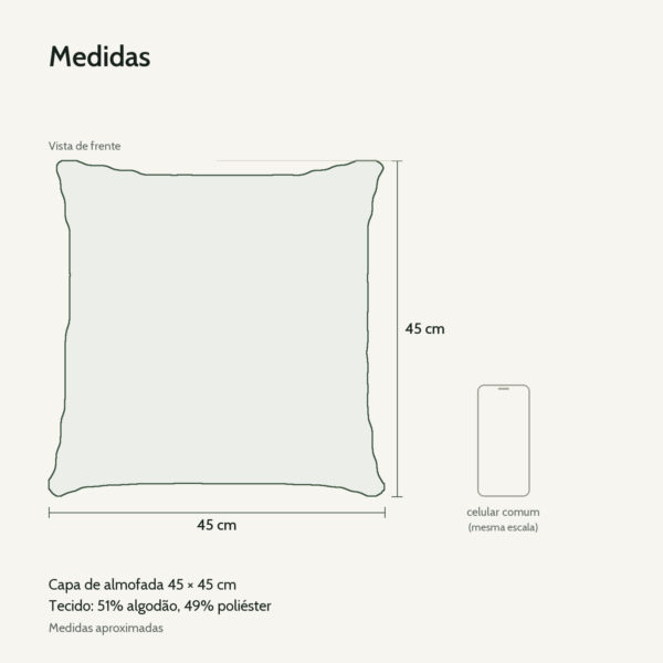 Medidas: Capa de Almofada 45x45cm Oceano Azul Aleta Decor Minimalista
