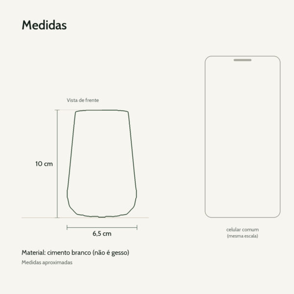 Medidas: Mini Garrafa Losangos Artesanal 10x6cm em Cimento Branco