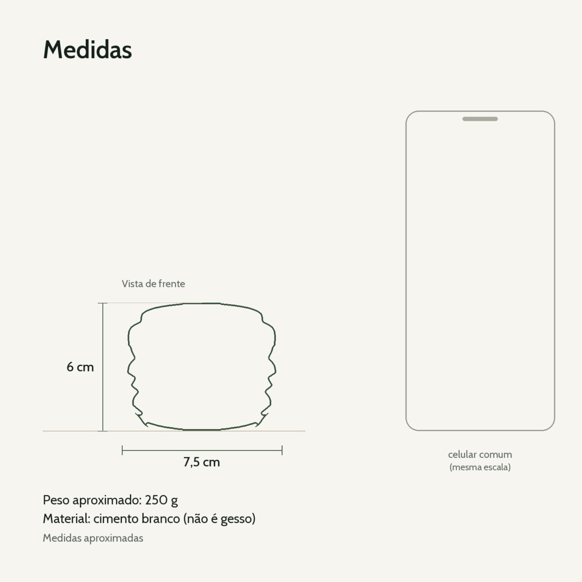 Medidas: Mini Vaso Saturno Artesanal 7,5x6cm Em Cimento Branco