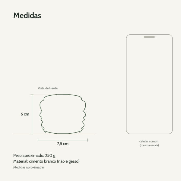 Medidas: Mini Vaso Saturno Artesanal 7,5x6cm Em Cimento Branco