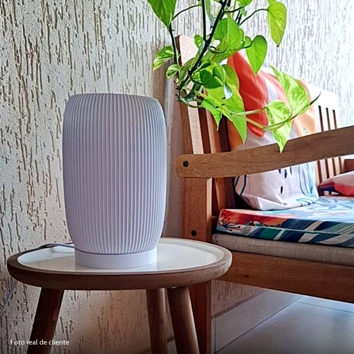 Foto real de cliente: Abajur Luminária Aura 110V/220V Branco Lâmpada LED Inclusa