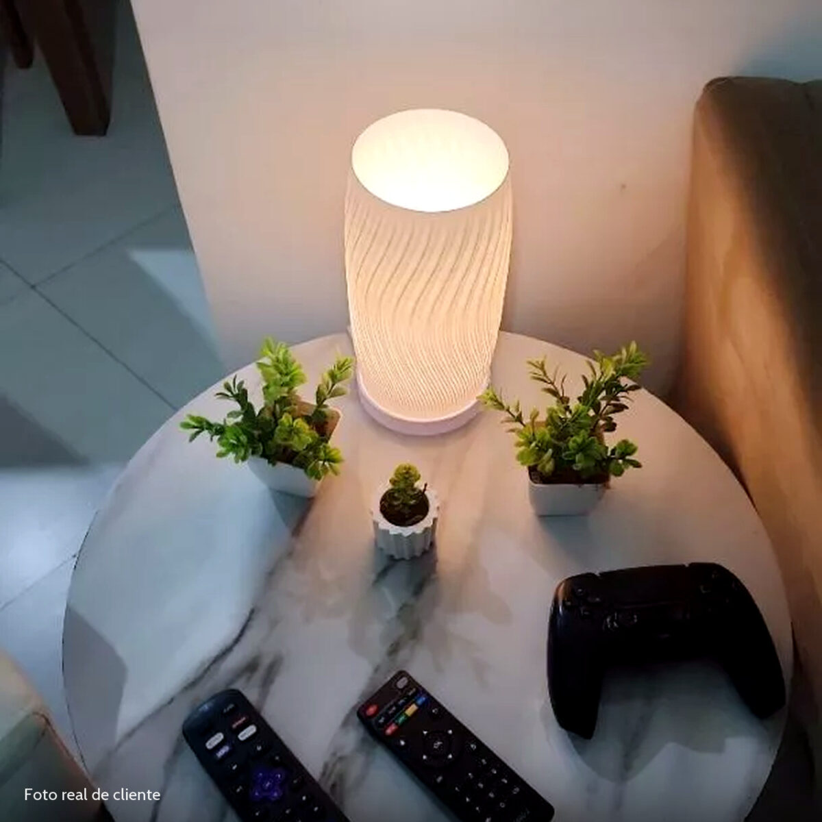 Foto real de cliente: Abajur Luminária Vórtice 110/220V Branco Lâmpada LED Inclusa