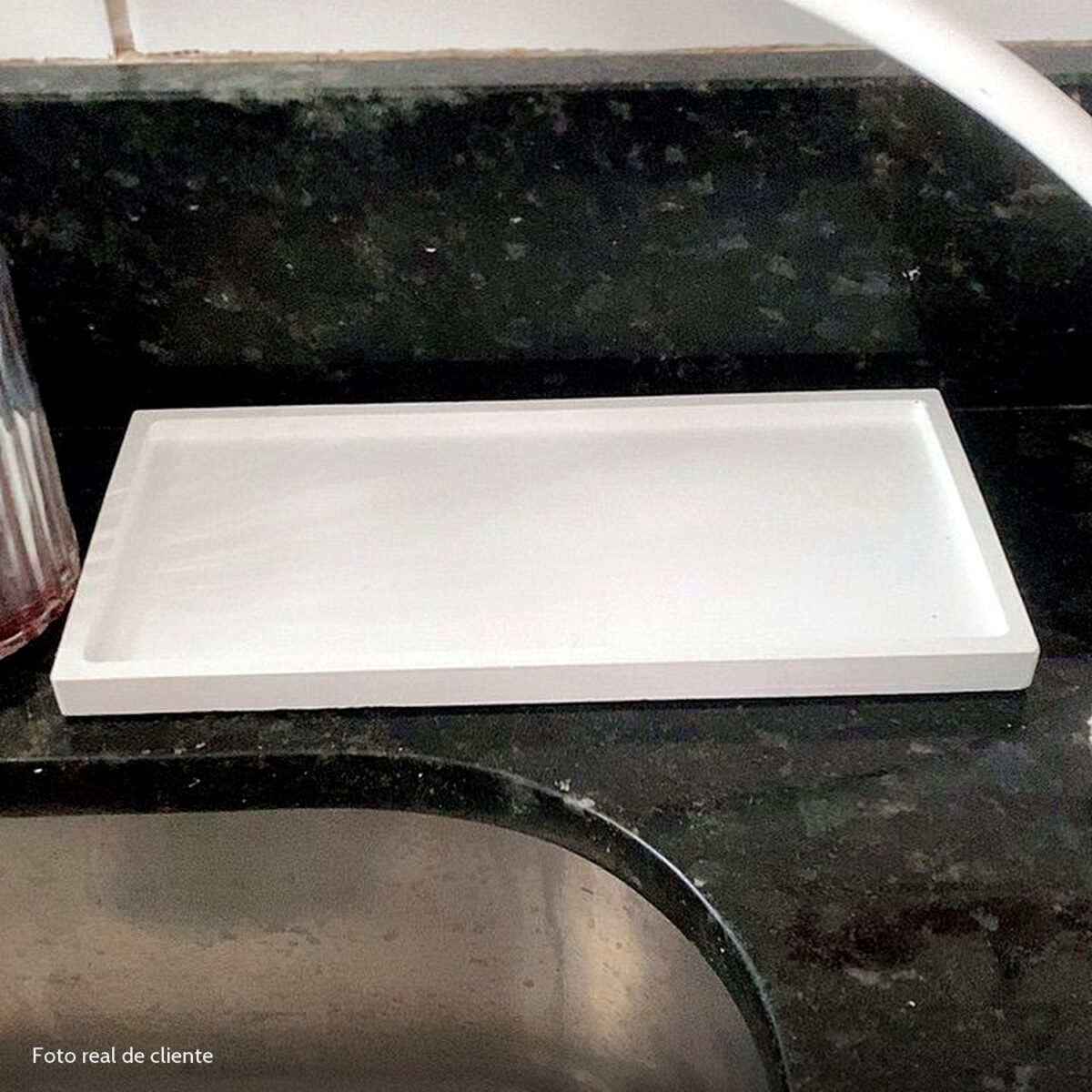 Foto real de cliente: Bandeja Decorativa Retangular 17,5cm em Cimento Artesanal