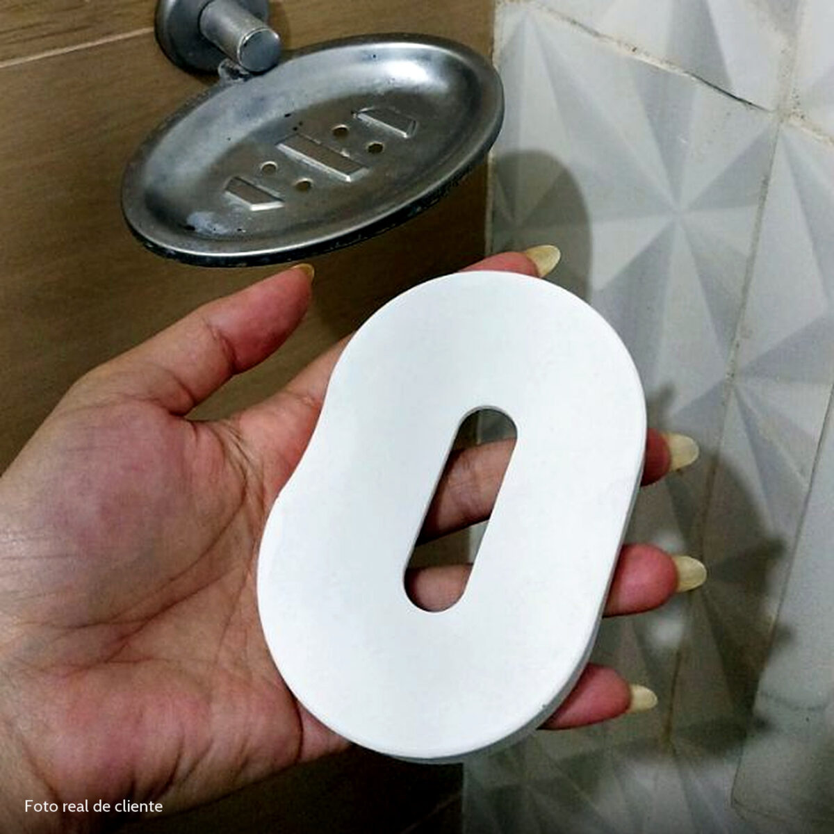 Foto real de cliente: Saboneteira Porta Sabonete Banheiro Oval 11cm em Cimento