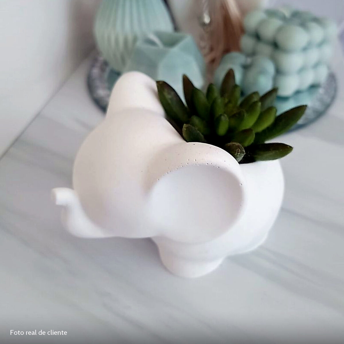 Foto real de cliente: Vaso Decorativo Elefante 12cm Cimento Artesanal