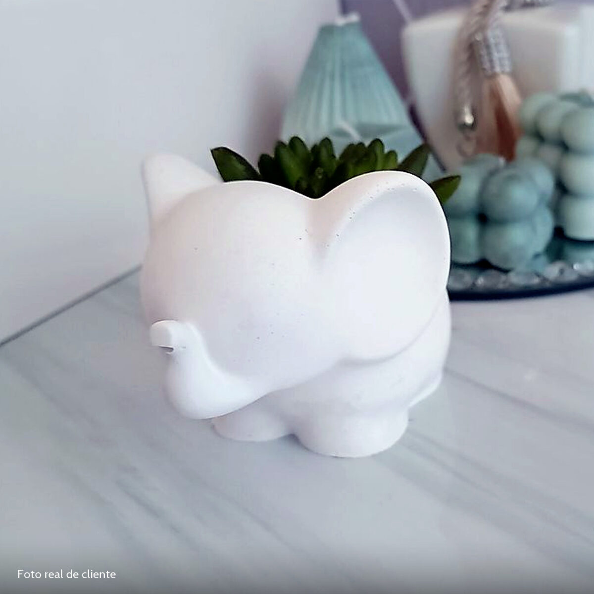 Foto real de cliente: Vaso Decorativo Elefante 12cm Cimento Artesanal