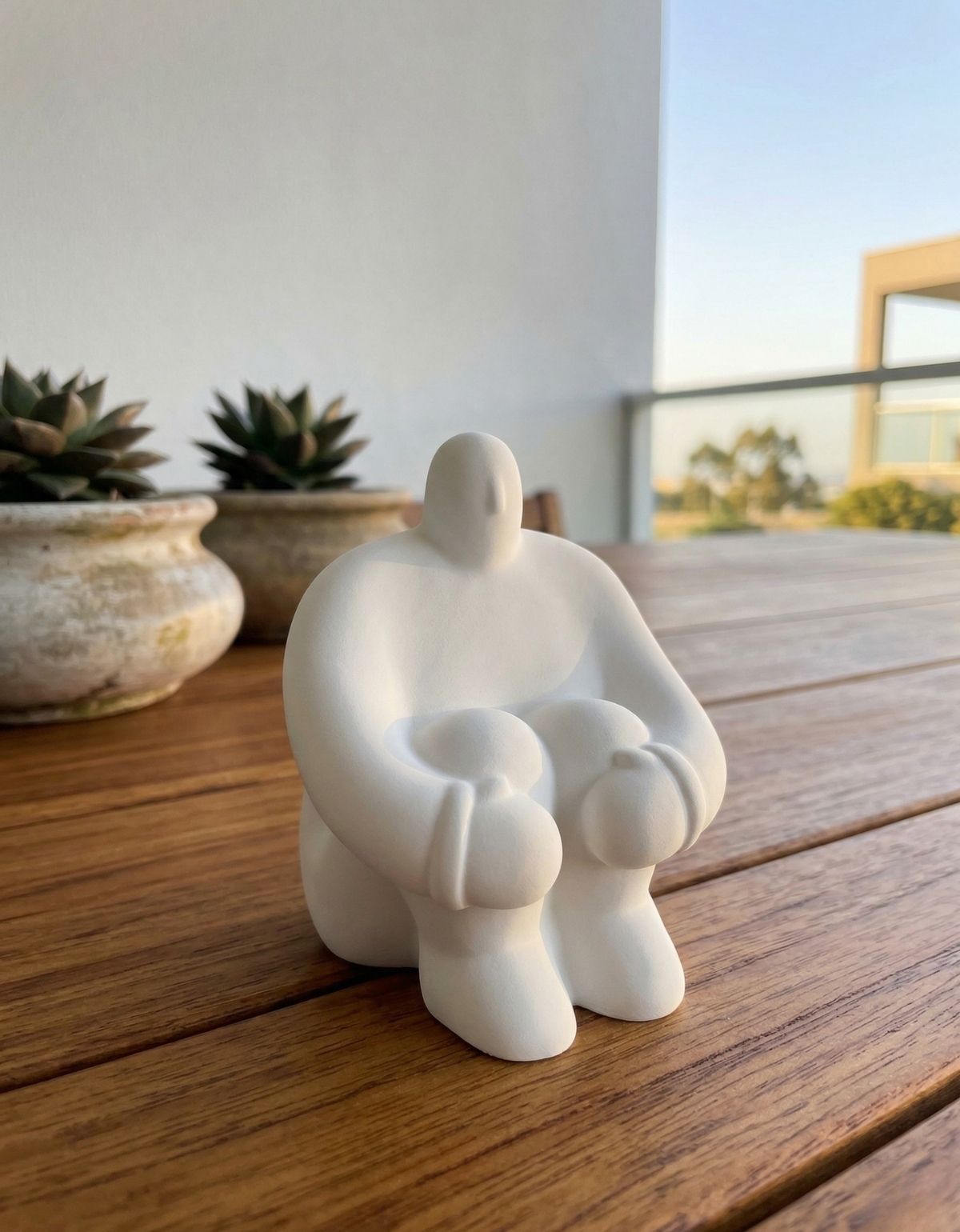 Estátua Decorativa Gigante Pensativo Artesanal 9,5x8,5cm Em Cimento