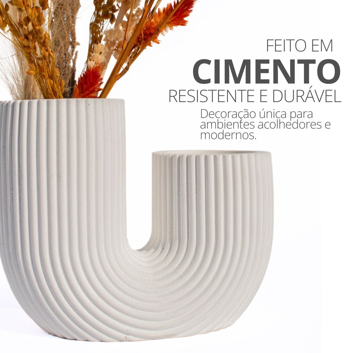 Vaso Decorativo Duplo Joana Artesanal 15cm em Cimento Artesanal