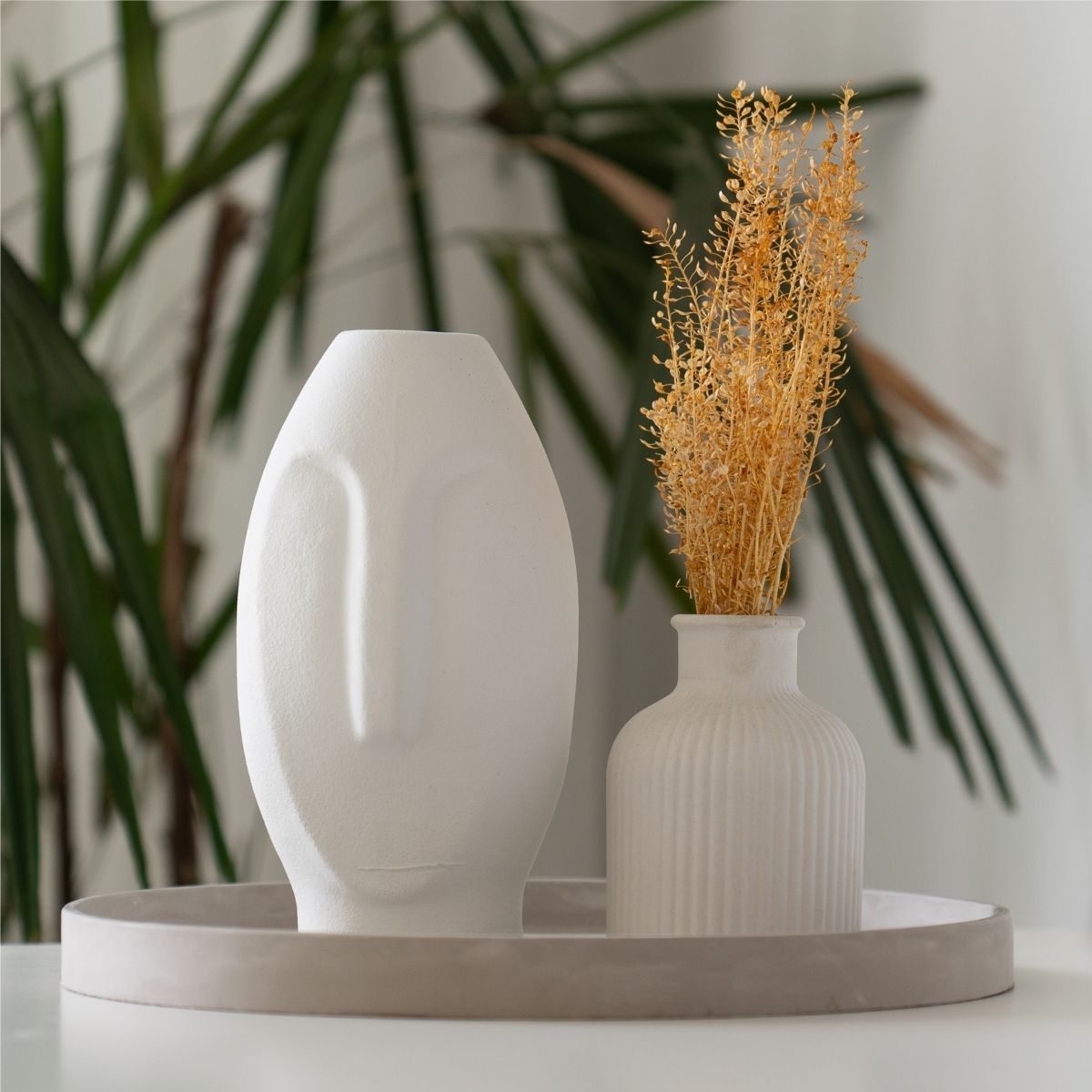 Vaso Decorativo Solitário Moai 18cm Artesanal Em Cimento