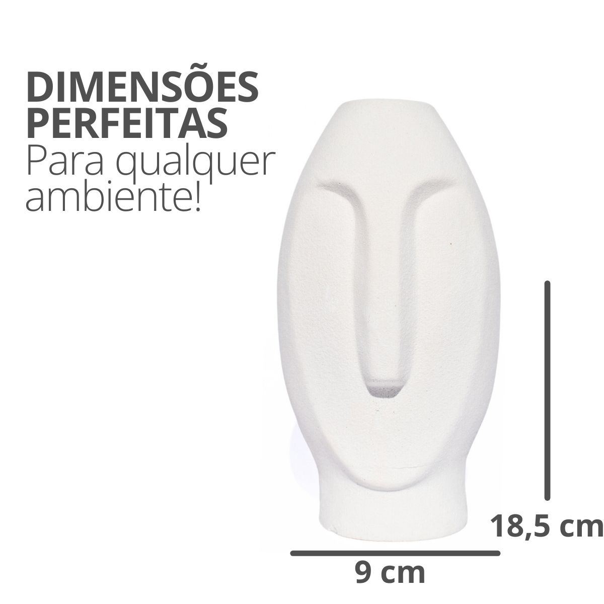 Vaso Decorativo Solitário Moai 18cm Artesanal Em Cimento