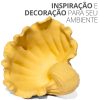 Porta Objetos Concha Pérola Grande Artesanal 13,5x6,5x13cm Em Resina Mineral