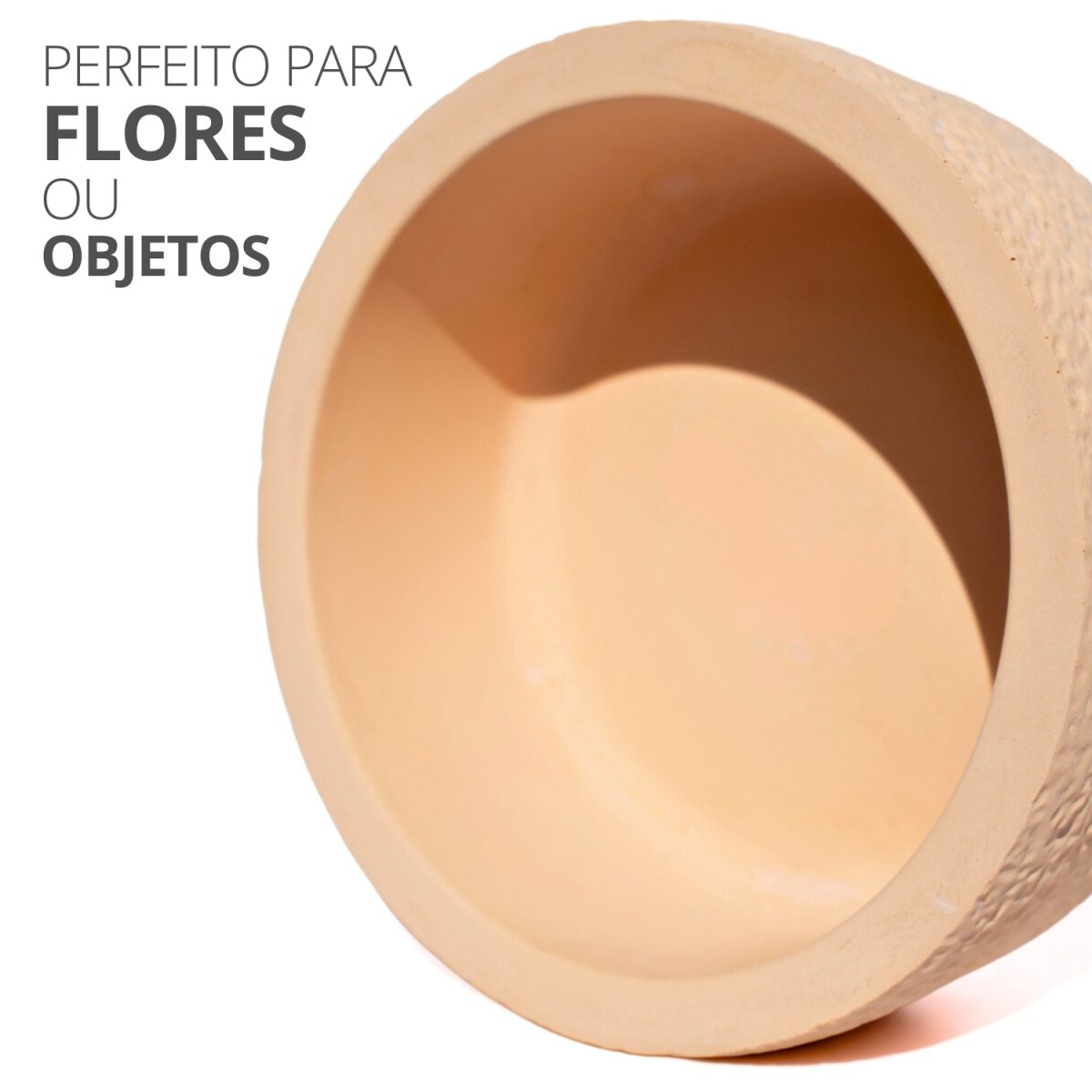Vaso Texturizado Clássico M Baixo Artesanal 5,5x12,5cm Em Resina Mineral