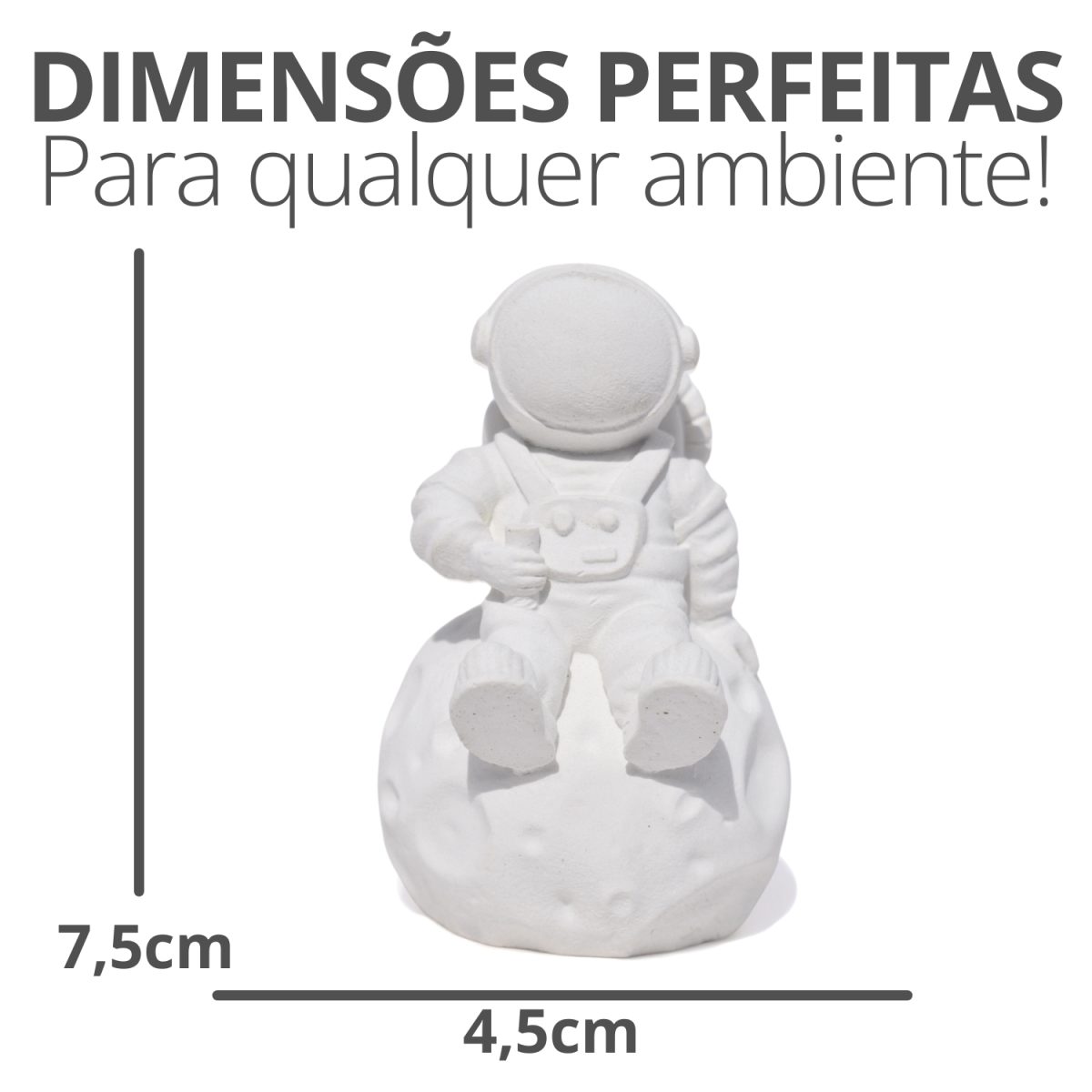 Estátua Decorativa Artesanal Astronauta 7,5cm em Cimento