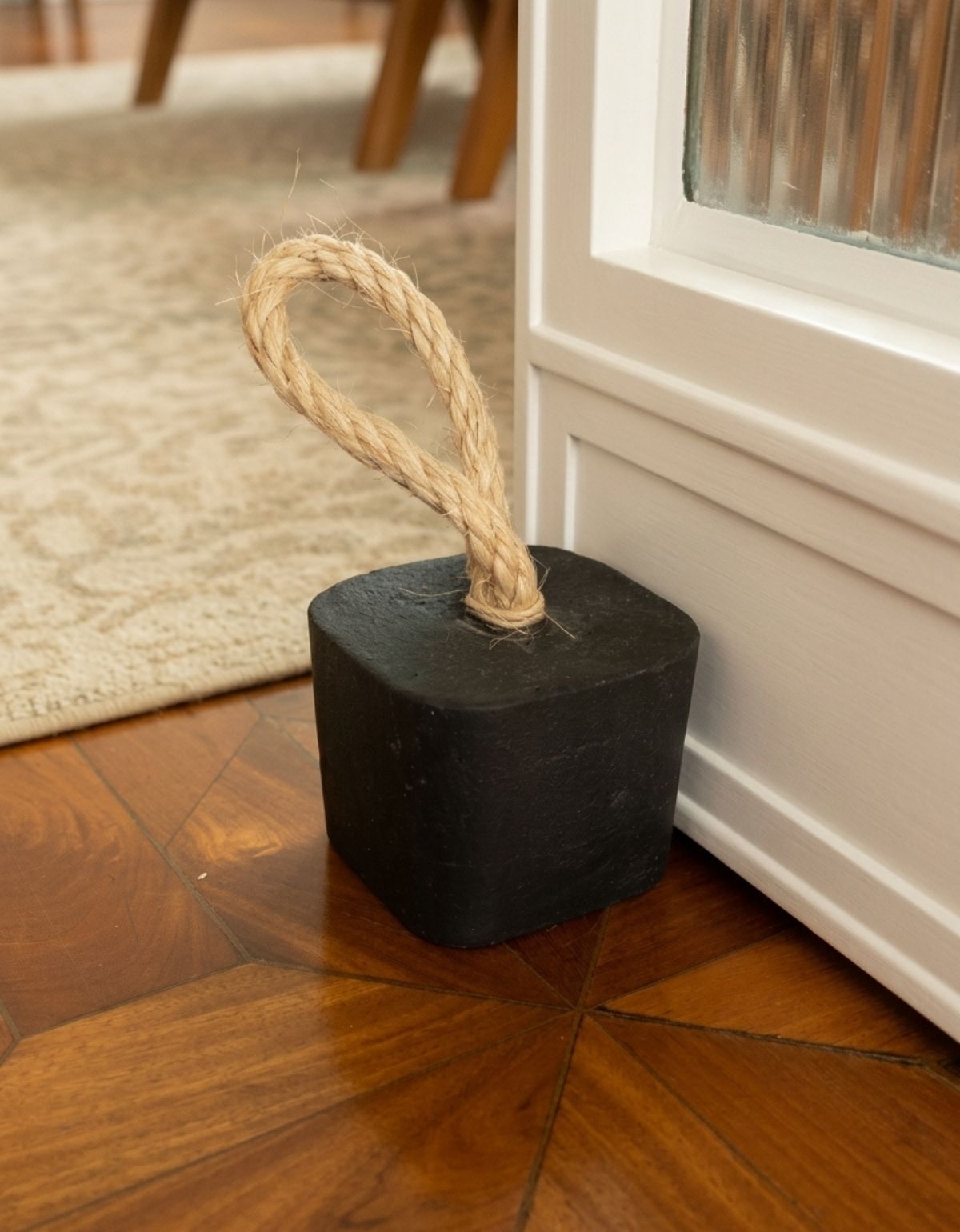 Peso de Porta Artesanal Cubo 1,5Kg Concreto com Base Anti Risco