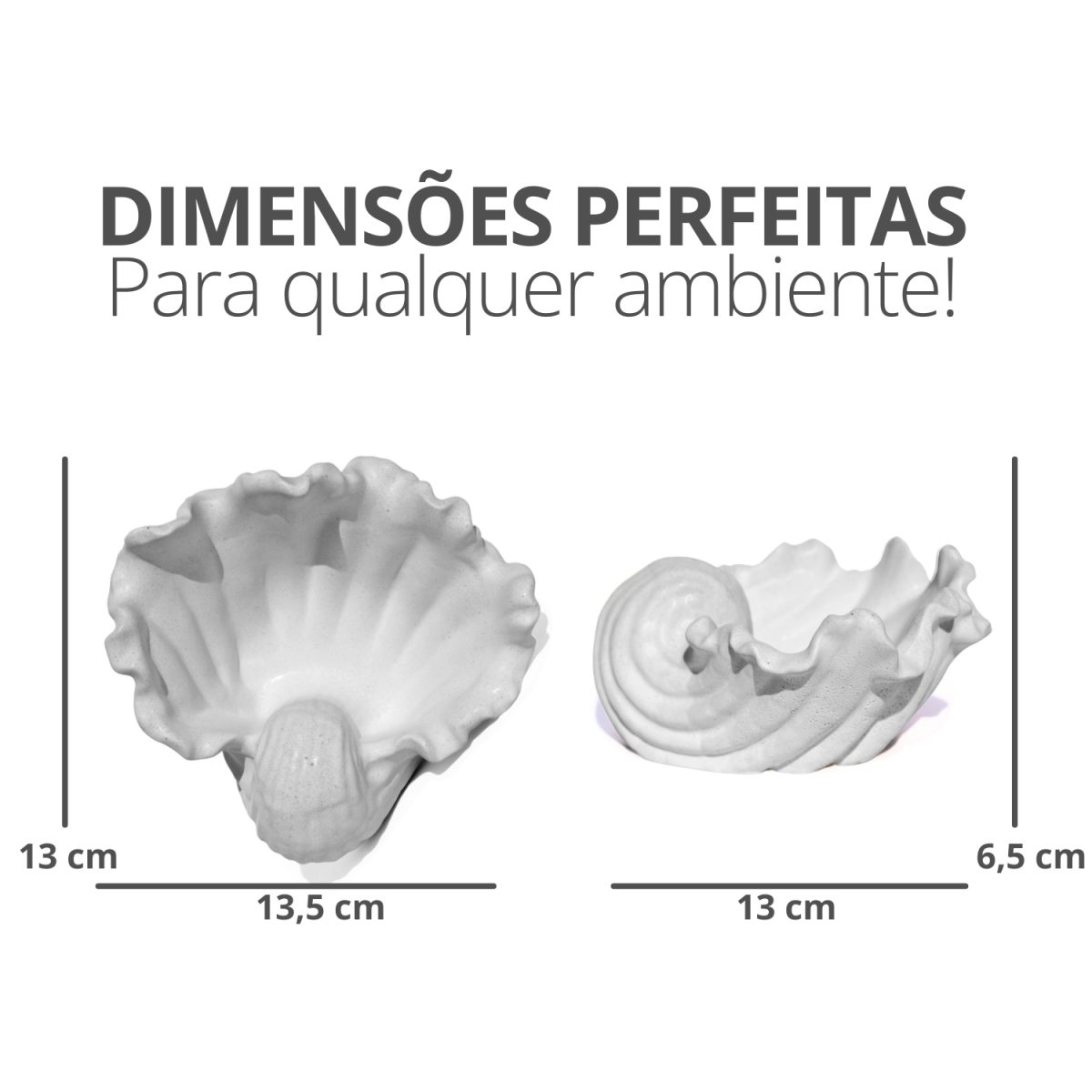 Porta Objetos Concha Pérola Grande Artesanal 13,5x6,5x13cm Em Resina Mineral
