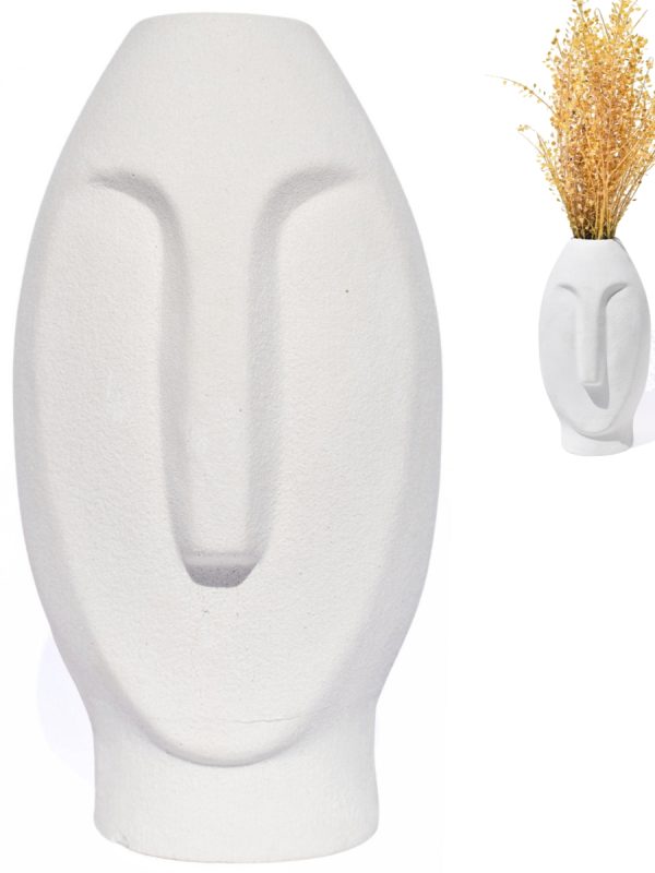 Vaso Decorativo Solitário Moai 18cm Artesanal Em Cimento