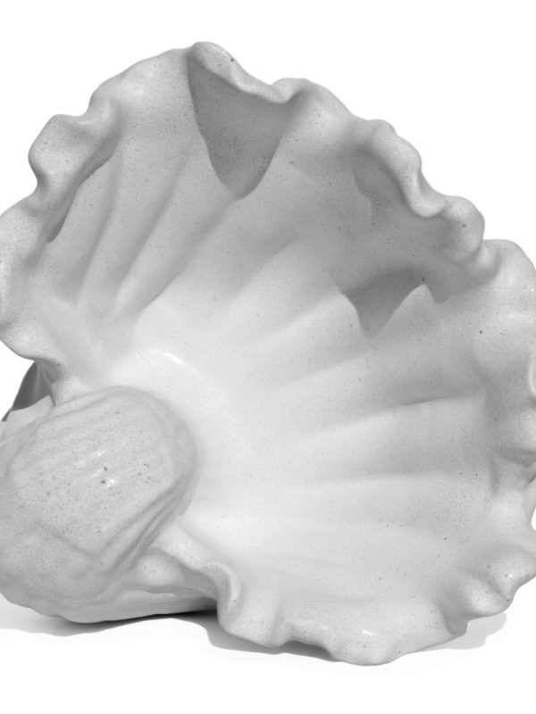 Porta Objetos Concha Pérola Grande Artesanal 13,5x6,5x13cm Em Resina Mineral