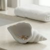 Porta Objetos Artesanal Concha Liso 13cm Em Resina Mineral