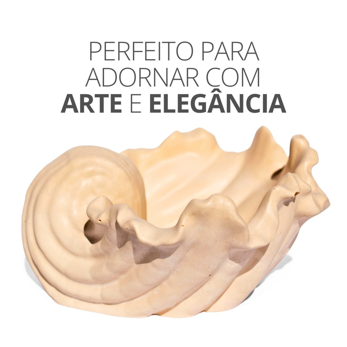 Porta Objetos Concha Pérola Grande Artesanal 13,5x6,5x13cm Em Resina Mineral