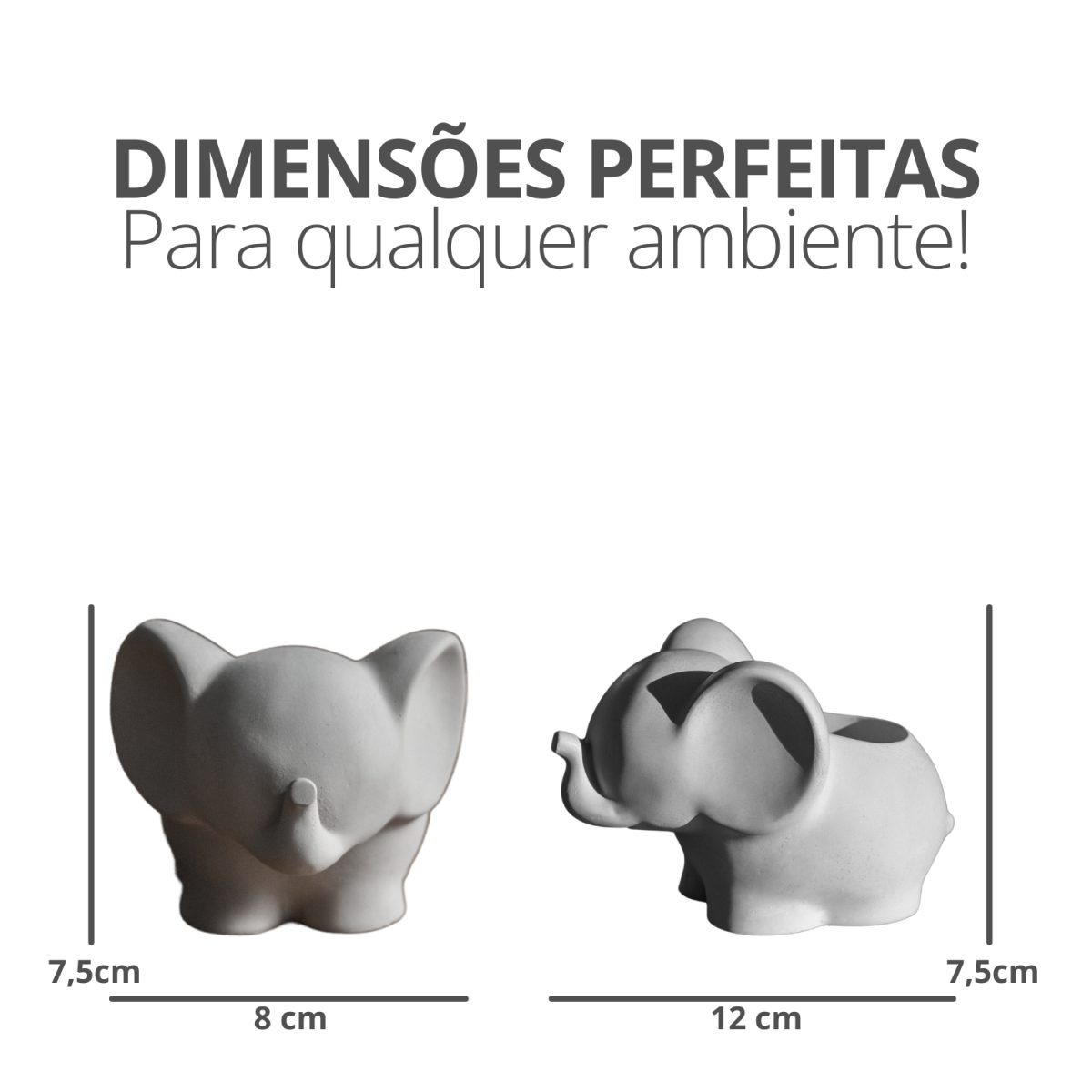 Vaso Decorativo Elefante 12cm Cimento Artesanal