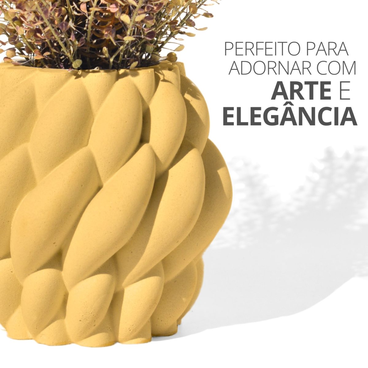 Vaso Decorativo Novelo 13cm em Cimento Artesanal Sala e Cozinha