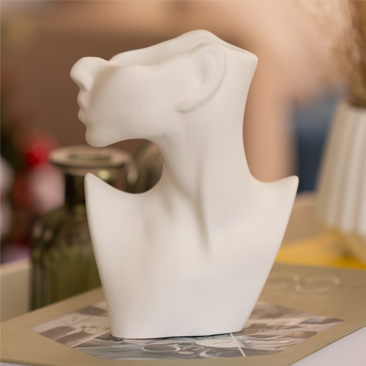 Vaso Decorativo Perfil Rosto Artesanal Decoração Sala e Casa