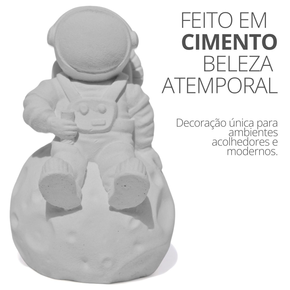 Estátua Decorativa Artesanal Astronauta 7,5cm em Cimento