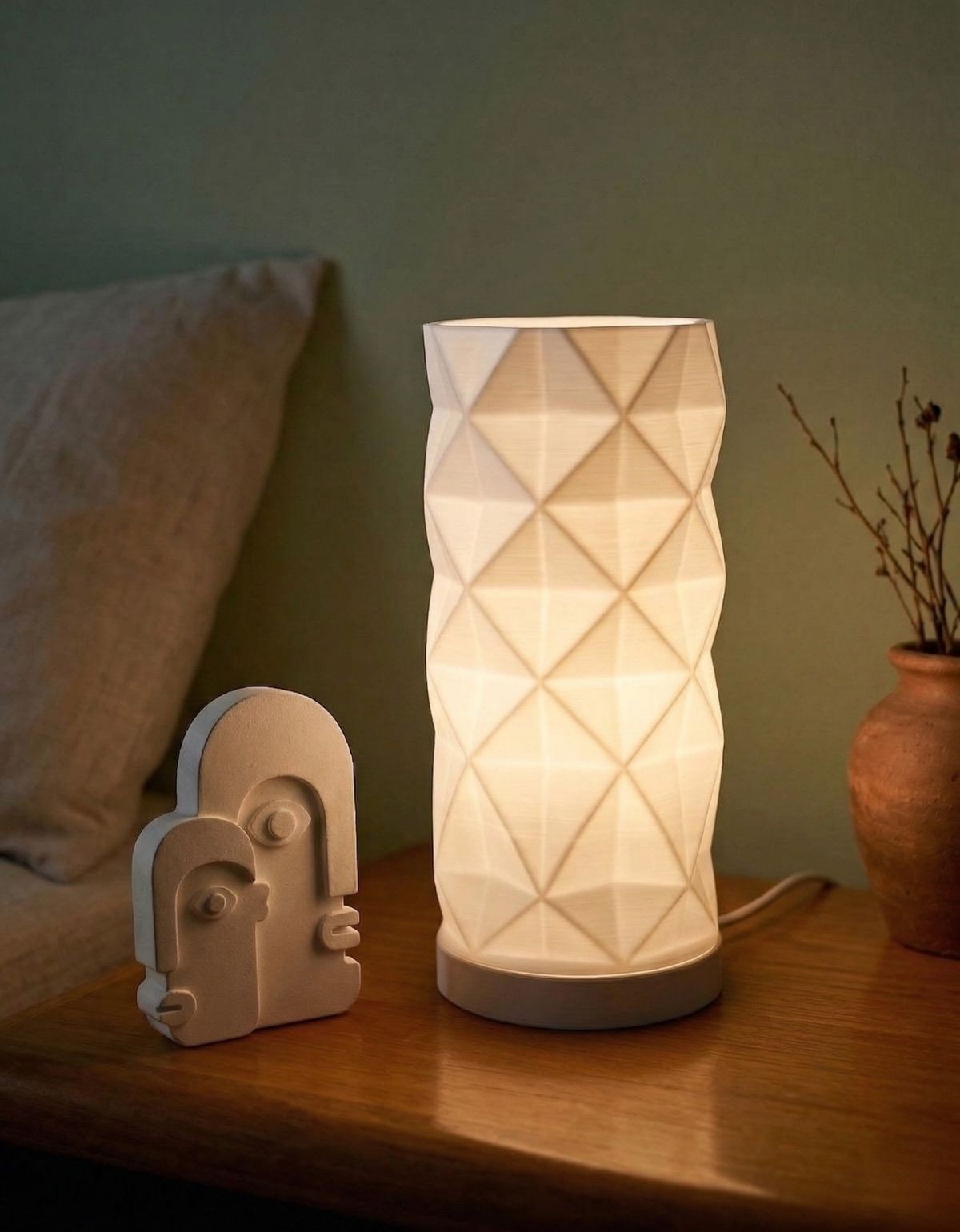Abajur Luminária Prisma 110V/220V Branco Lâmpada LED Inclusa