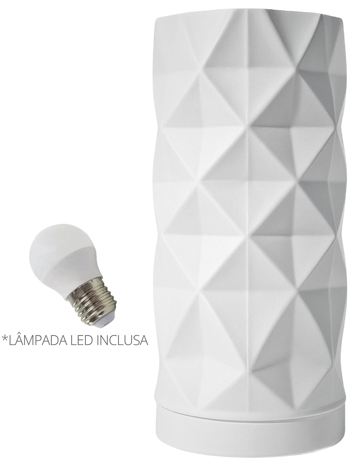 Abajur Luminária Prisma 110V/220V Branco Lâmpada LED Inclusa
