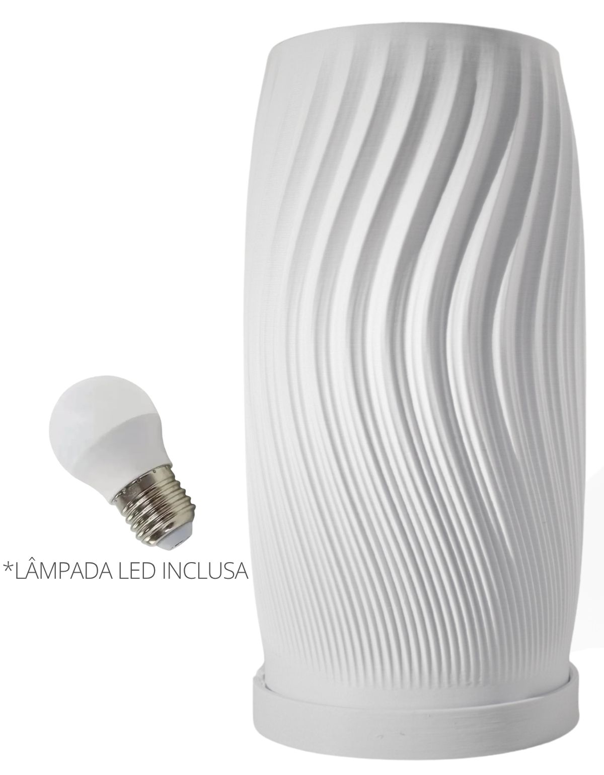Abajur Luminária Vórtice 110/220V Branco Lâmpada LED Inclusa