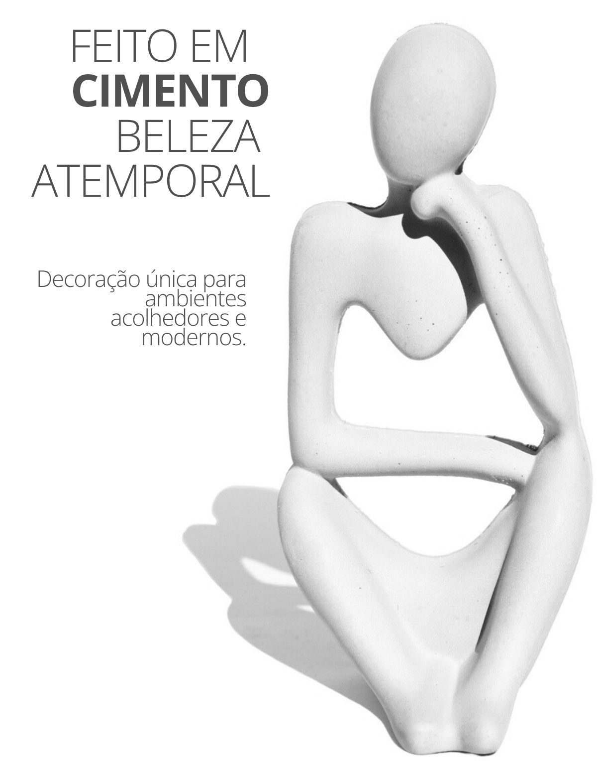 Estatua Decorativa Pensadora Amora 12,5cm Artesanal Em Cimento
