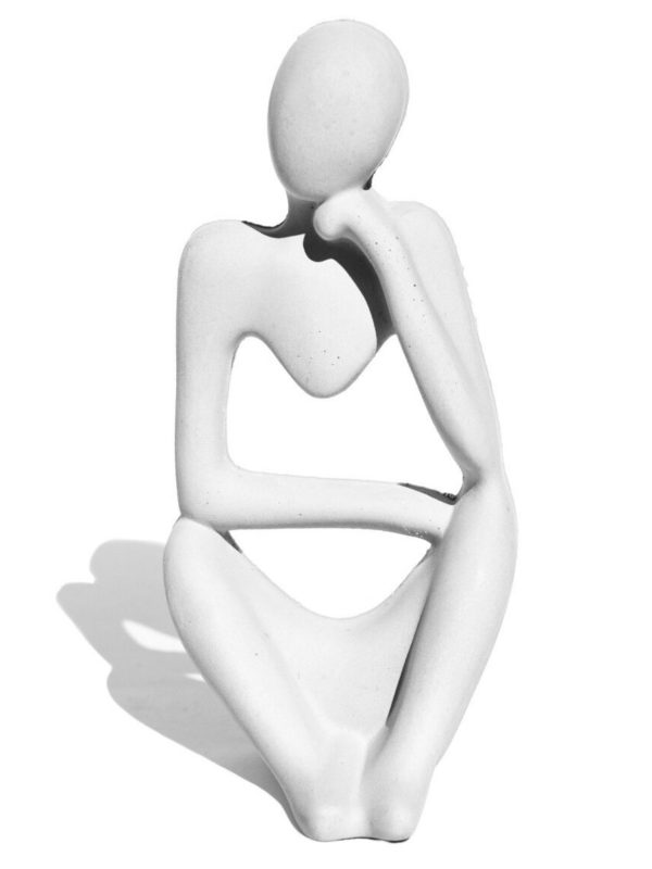 Estatua Decorativa Pensadora Amora 12,5cm Artesanal Em Cimento