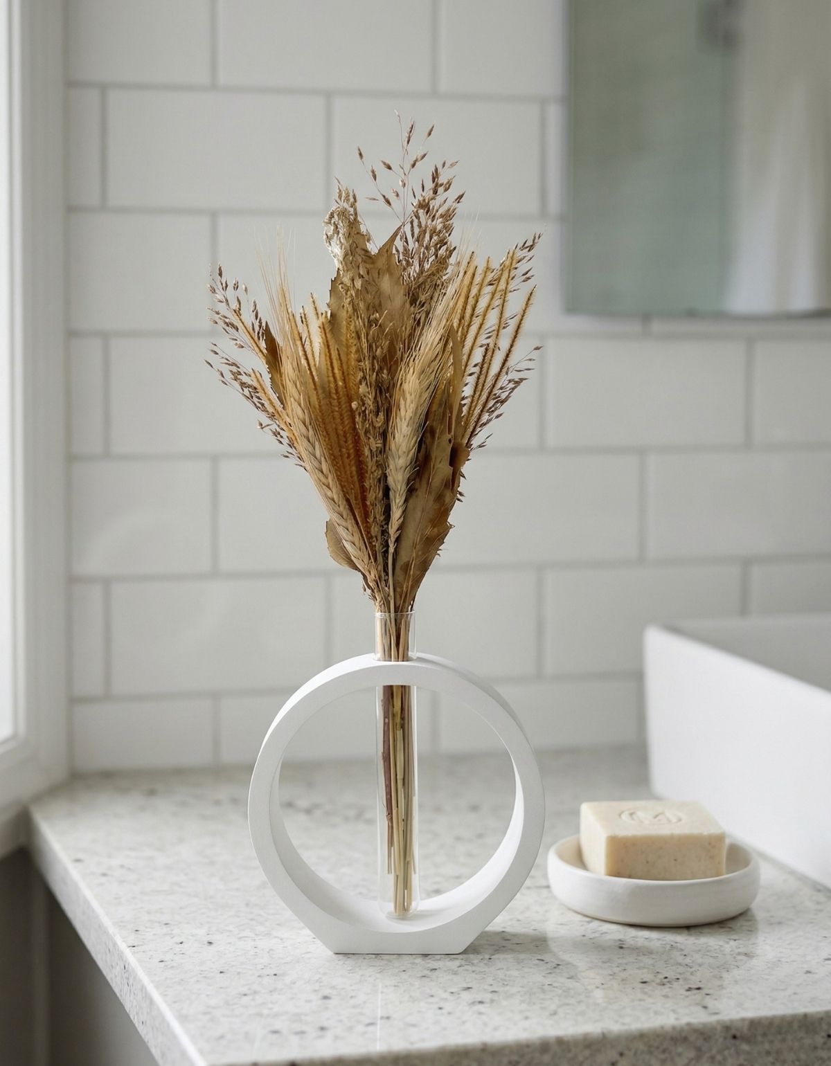 Vaso Decorativo Solitário Argola 16,5cm Artesanal em Cimento