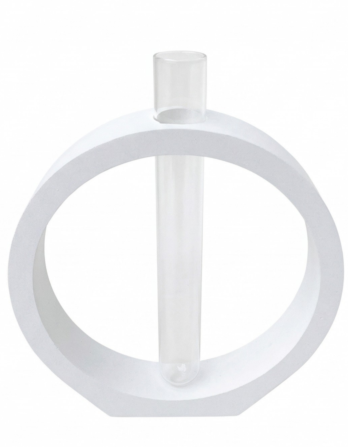 Vaso Decorativo Solitário Argola 16,5cm Artesanal em Cimento