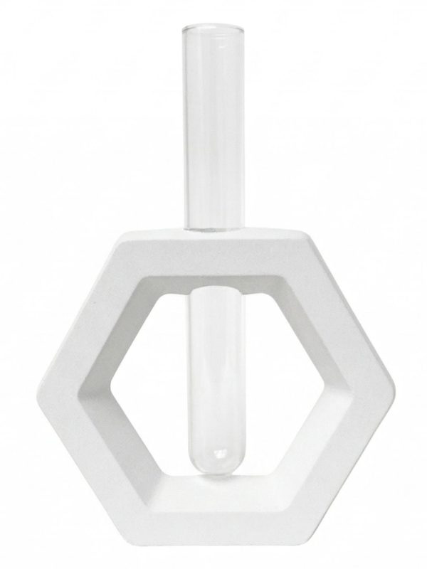 Vaso Decorativo Solitário Hexa 16,5cm Artesanal em Cimento