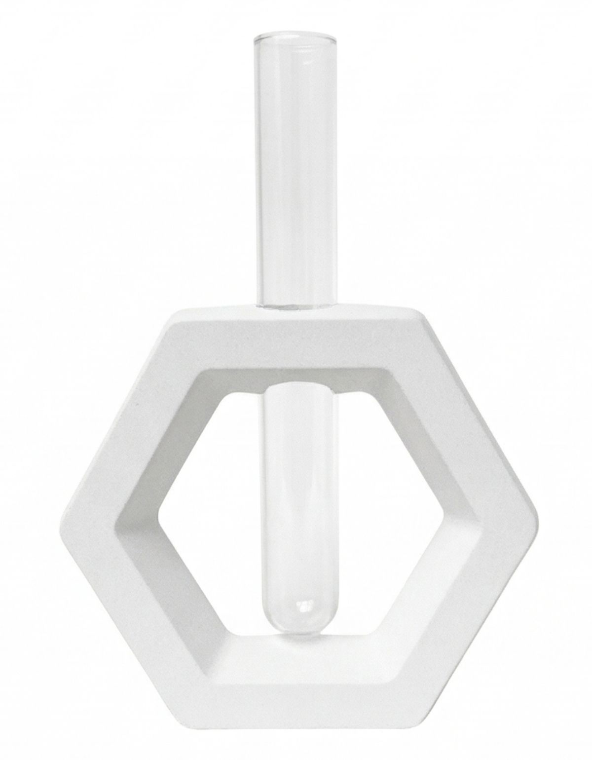 Vaso Decorativo Solitário Hexa 16,5cm Artesanal em Cimento