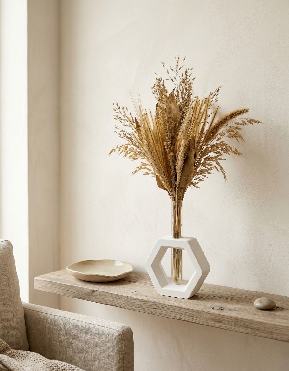 Vaso Decorativo Solitário Hexa 16,5cm Artesanal em Cimento